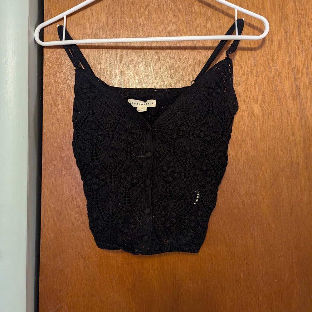 Aeropostale Black Fitted Crop Camisole